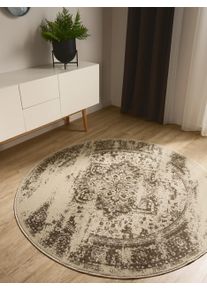 benuta Basic Suki Cr&egrave;me/Bruin &oslash; 160 cm Vloerkleed0000 - Moderne Vintage Vloerkleden