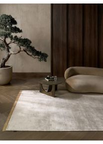 Tapis poil ras en viscose Rubin Cr&egrave;me 300x400 cm - Tapis poil court design moderne pour salon