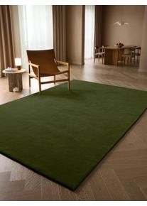 benuta Finest Tapis en laine Mono Vert 160x230 cm - Tapis en fibres naturelles