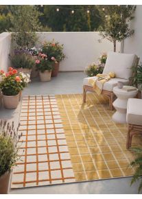 Tapis poil ras d'int&eacute;rieur et d'ext&eacute;rieur Lilou Jaune 15x15 cm &Eacute;chantillon - Tapis poil court design moderne pour salon