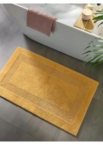 Tapis poil ras de bain Lessa Jaune 70x120 cm - Tapis poil court design moderne pour salon