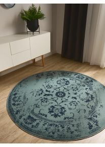 benuta Basic Teppe Suki Turkis &oslash; 120 cm rund Vintage