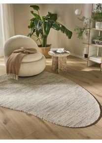 benuta pure Tapis en laine Rocco Beige/Noir 140x200 cm - Tapis en fibres naturelles