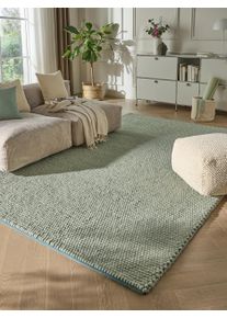 Wool Rug Beads Green 80x150 cm - Natural Wool Rugs