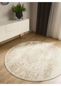 benuta Basic Teppe Suki Cream/Beige &oslash; 160 cm rund Vintage