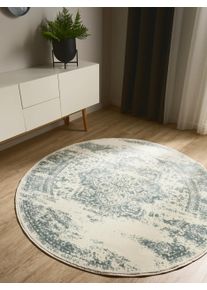 benuta Basic Teppe Suki Krem/Mint &oslash; 120 cm rund Vintage