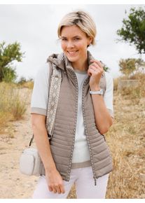 Damen Kapuzenweste mit gestreiftem Futter in taupe ,Gr&ouml;&szlig;e 50, WITT, 100% Polyester. Wattierung: 100% Polyester