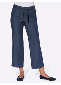 Dames Culotte met bijpassende bindceintuur in blue-stonewashed ,maat 19, WITT, 100% Katoen