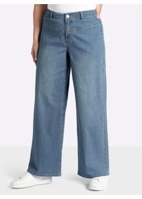 sheego Dames Jeans met doorlopend wijde pijpen in blue-bleached ,maat 40, Witt, 99% Katoen, 1% Elastan