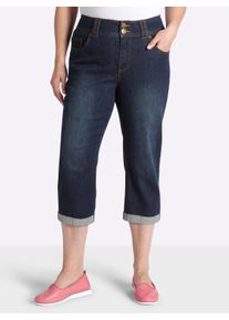 sheego Dames 3/4-jeans voor stevigere bovenbenen in dark-blue ,maat 40, Witt, 99% Katoen, 1% Elastan