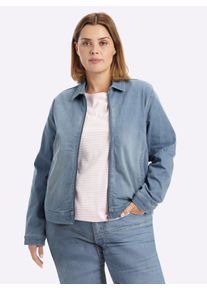 sheego Dames Jeansjack in blousonmodel in blue-bleached ,maat 40, Witt, 98% Katoen, 2% Elastan