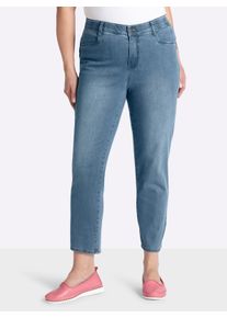 sheego Dames Skinny jeans met elastische band in blue-bleached ,maat 40, Witt, 44% Katoen, 36% Viscose, 19% Polyester, 1% Elastan