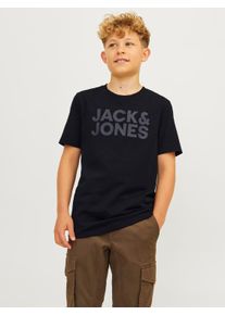 Jack & Jones Rundhalsshirt JACK & JONES JUNIOR "JJECORP stylisch, atmungsaktiv, pflegeleicht", Jungen, Gr. 164, schwarz, Jersey, Obermaterial: 100% Baumwolle, bedruckt, regular fit normal, Rundhals, Shirts Rundhalsshirt, bedruckt, casual, regular fit, Jersey, Rundhals