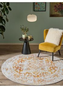 benuta nest Pest&auml;v&auml; matto Miray Harmaa/oranssi &oslash; 160 cm Harmaa/oranssi Vintage