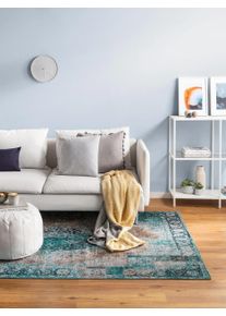 benuta POP Lankakudottu matto Tosca Turkoosi 75x165 cm Turkoosi Vintage