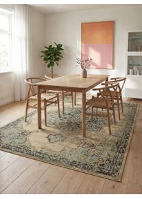 benuta nest Matto Casa Beige/Turkoosi 80x150 cm Beige/Turkoosi Vintage