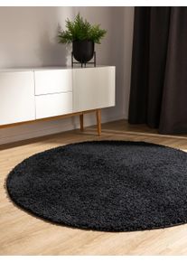 benuta Basic Pest&auml;v&auml; p&ouml;rr&ouml;matto Soho Musta &oslash; 80 cm py&ouml;re&auml; Musta Yksiv&auml;rinen