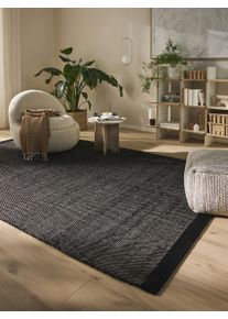 benuta pure Villamatto Rocco Musta/valkoinen 70x140 cm Musta/valkoinen Rakennemix