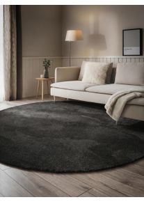 benuta nest Py&ouml;re&auml; p&ouml;rr&ouml;matto Soda Musta &oslash; 120 cm Musta Yksiv&auml;rinen