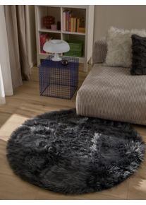 benuta POP Pest&auml;v&auml; p&ouml;rr&ouml;matto Nanuk Antrasiitti &oslash; 80 cm py&ouml;re&auml; Antrasiitti Yksiv&auml;rinen