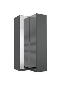 Rauch M&ouml;bel , Grau, Silberfarben , Holzwerkstoff , 7 F&auml;cher , 100x229x102 cm , Blauer Engel, Goldenes M, BQ - B&uuml;ndnis f&uuml;r Qualit&auml;t, Made in Germany, DIN EN ISO 50001 , Schrankfront mit Spiegel ,