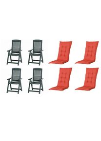 Gardenson , Gr&uuml;n, Rot , Kunststoff, Textil , 44x111x50 cm , klappbar, wetterfest, wetterbest&auml;ndig, UV-best&auml;ndig ,
