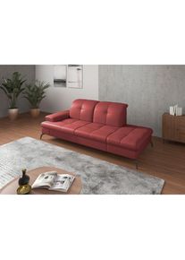 Sit & More Sit & More , Rot , Textil, Leder , Kombination Echtleder/Stoff , Nappaleder , 231x90x122 cm , Goldenes M, Made in Europe, DGM-Klimapakt , Armteil links , Wohnzimmer, Sofas & Couches, Relaxliegen & R&eacute;cami&egrave;ren