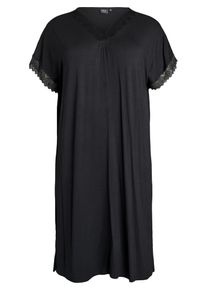 ZIZZI Damer Natskjorte 'Mhali' sort St&oslash;rrelse 9XL/10XL