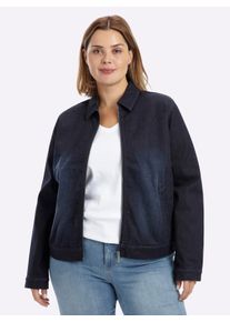 sheego Dames Jeansjack in blousonmodel in dark-blue ,maat 54, Witt, 98% Katoen, 2% Elastan