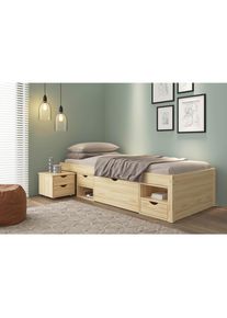 Mid.you Stauraumbett, Naturfarben, Holz, Kiefer, massiv, 3 Schublade(n) Schubladen, 90x200 cm, Bettkasten, Lattenrost, Babym&ouml;bel & Kinderm&ouml;bel, Kinderzimmer & Jugendzimmer, Kinderbetten, Kinderbetten & Jugendbetten
