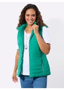 Damen Kapuzenweste mit gestreiftem Futter in smaragd ,Gr&ouml;&szlig;e 36, WITT, 100% Polyester. Wattierung: 100% Polyester