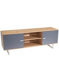 Livetastic , Grau, Eichefarben , Holzwerkstoff , 150x55x40 cm , stehend , Wohnzimmer, TV-M&ouml;bel, TV- & Lowboards