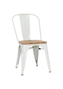 Mid.you , Wei&szlig;, Dunkelbraun , Holz, Metall , Ulme , 44x84x54 cm , stapelbar , Esszimmer, Esszimmerst&uuml;hle, Holzst&uuml;hle