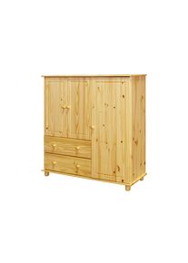 Livetastic , Naturfarben , Holz , Kiefer,Kiefer , massiv,massiv , 3 F&auml;cher , 2 Schublade(n) Schubladen , 132x136x43 cm , Schlafzimmer, Kleiderschr&auml;nke, Dreht&uuml;renschr&auml;nke