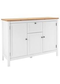 Mid.you , Wei&szlig;, Eichefarben , Holzwerkstoff , 5 F&auml;cher , 1 Schublade(n) Schubladen , 120x90x40 cm , Beim&ouml;bel erh&auml;ltlich ,