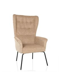 Mid.you , Beige , Textil , 71x110x71 cm , Wohnzimmer, Sessel, Ohrensessel