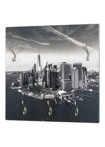 M&Ouml;BELIX M&ouml;belix , Schwarz, Wei&szlig; , Metall, Holzwerkstoff , Skyline , 60x60x8 cm , Garderobe, Wandhaken & Paneele, Wandgarderobe