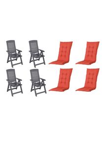 Gardenson , Anthrazit, Rot , Kunststoff, Textil , 44x111x50 cm , klappbar, wetterfest, wetterbest&auml;ndig, UV-best&auml;ndig ,