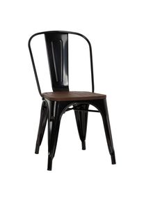 Mid.you , Schwarz, Dunkelbraun , Metall, Holz , Ulme , 44x84x54 cm , stapelbar ,