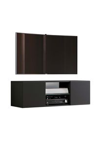 Mid.you , Schwarz , Holzwerkstoff , 1 F&auml;cher , 115x40x36 cm , h&auml;ngend, in verschiedenen Holzdekoren erh&auml;ltlich , Wohnzimmer, TV-M&ouml;bel, TV- & Lowboards