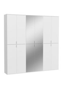 Mid.you , Wei&szlig; , Glas, Holzwerkstoff , 21 F&auml;cher , 183x193x34 cm , FSC MIX , Schlafzimmer, Kleiderschr&auml;nke, Dreht&uuml;renschr&auml;nke