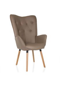 Mid.you , Dunkelgrau , Textil , Buche , 70x106x75 cm , Wohnzimmer, Sessel, Ohrensessel