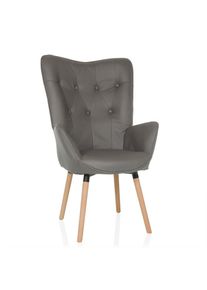 Mid.you , Grau , Textil , Buche , 70x106x75 cm , Wohnzimmer, Sessel, Ohrensessel