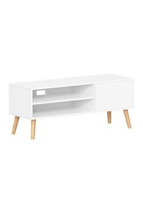 Mid.you , Wei&szlig;, Hellbraun , Holzwerkstoff , 1 F&auml;cher , 120x49x40 cm , Kabeldurchlass , Wohnzimmer, TV-M&ouml;bel, TV- & Lowboards