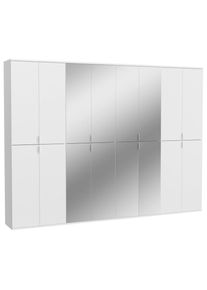 Mid.you , Wei&szlig; , Glas, Holzwerkstoff , 28 F&auml;cher , 244x193x34 cm , FSC MIX , Schlafzimmer, Kleiderschr&auml;nke, Dreht&uuml;renschr&auml;nke