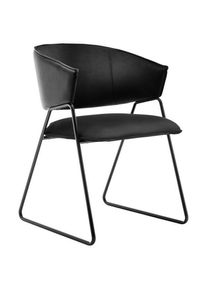Livetastic , Schwarz , Metall, Leder , Echtleder , Rindleder , 54x83x57 cm , Esszimmer, Esszimmerst&uuml;hle, Lederst&uuml;hle Esszimmer, Echtleder St&uuml;hle