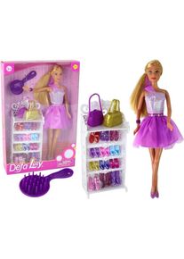 Lean Toys Lucy-Puppe, lila Glitzerkleid + Schuhe