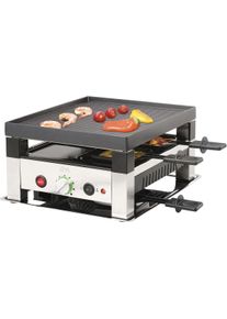 Solis 4 in 1 Raclette & Pizza Grill, Racletteofen, Silber