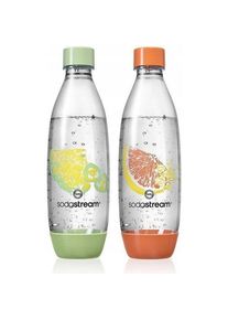 SodaStream Butelki 2x1L Fuse Crafted (Coral Orange/Forest Green), Wassersprudler, Orange, Gr&uuml;n