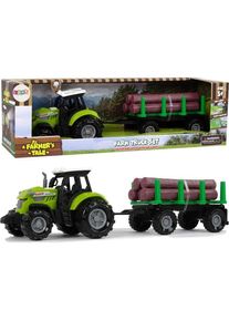 Lean Toys Gr&uuml;ner Traktor mit Anh&auml;nger